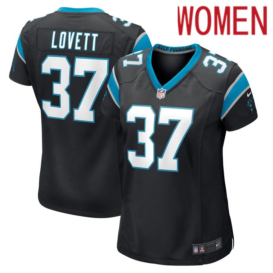 Women Carolina Panthers 37 John Lovett Nike Black Game Player NFL Jersey